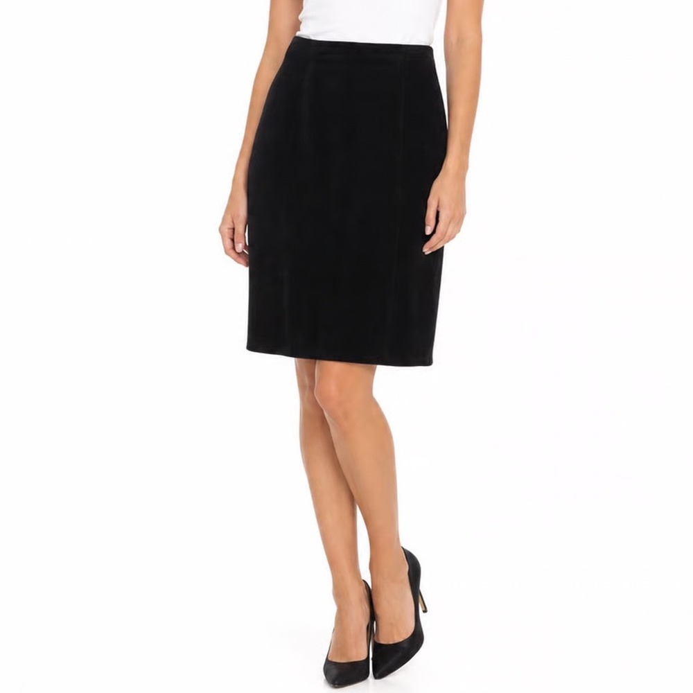 Vera Pelle Black Suede Leather Pencil Skirt Made in Italy Size 10 High Waist